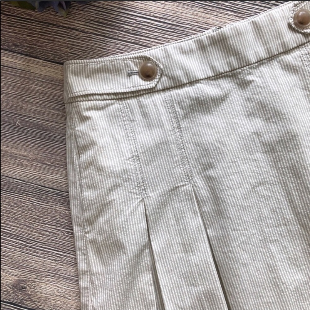 J. Crew Pleated Wendy Skirt tan cream stripe sz 4 - Picture 4 of 8